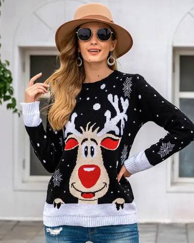 Pull de Noel Femme Renne Drôle